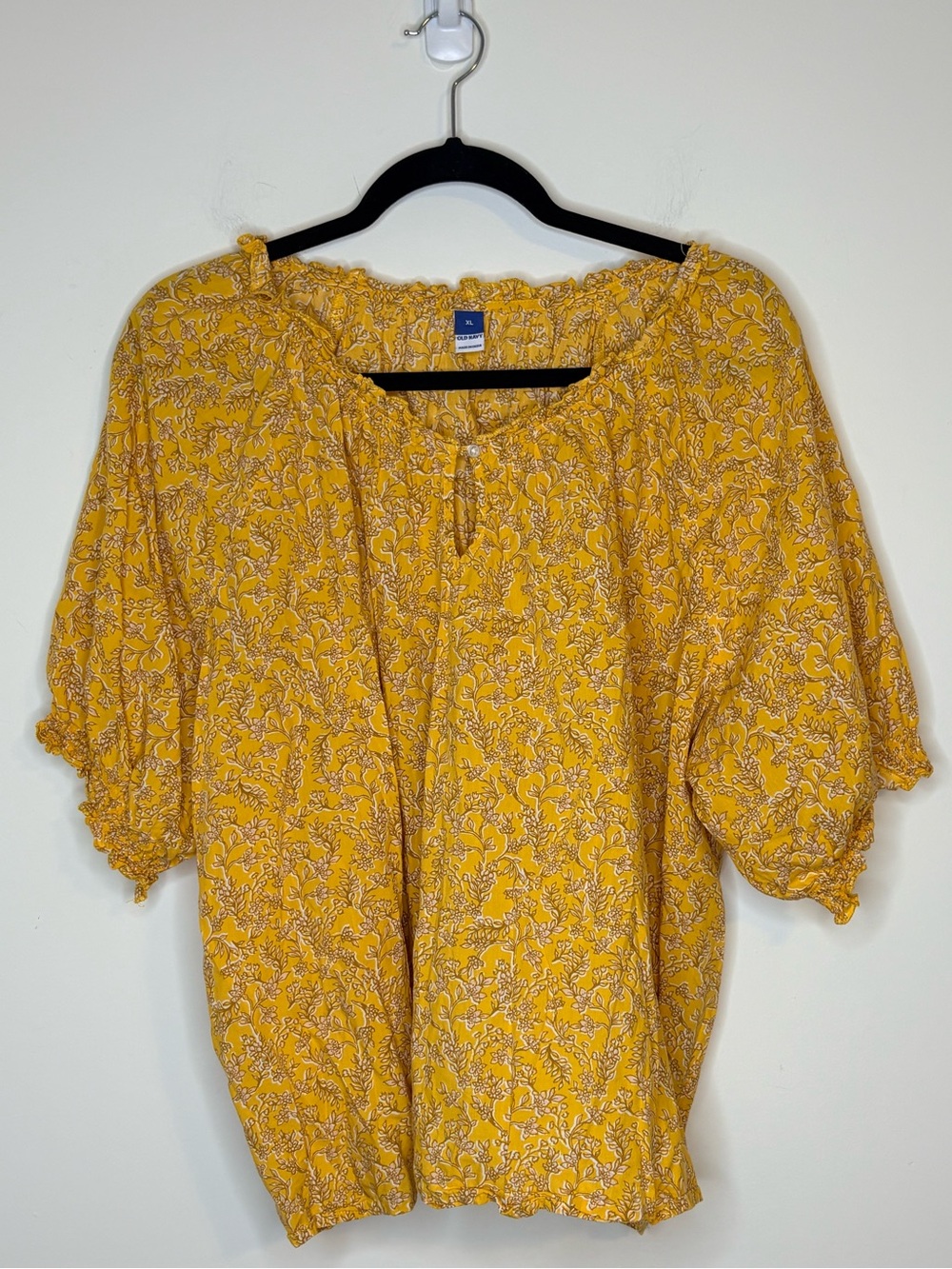 Old Navy Yellow Floral Peasant Blouse Size XL